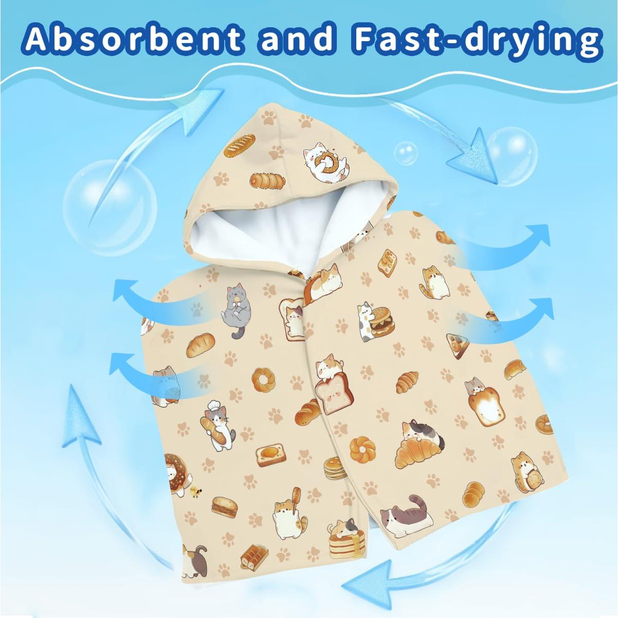 Toalla de Playa con Capucha HEIFAM Gato 127x76 cm