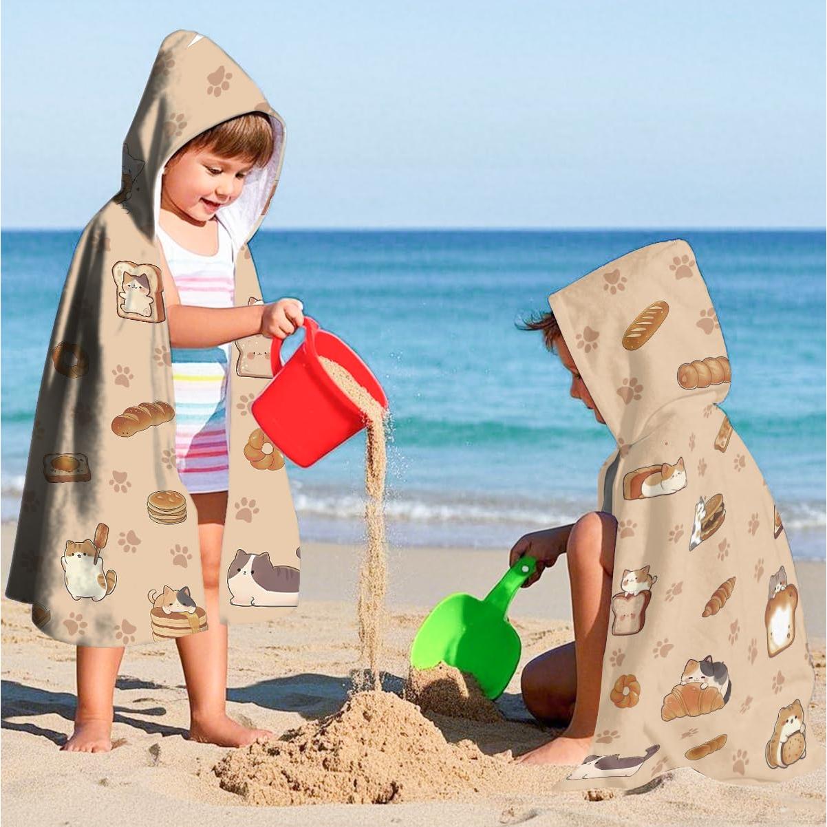 Toalla de Playa con Capucha HEIFAM Gato 127x76 cm