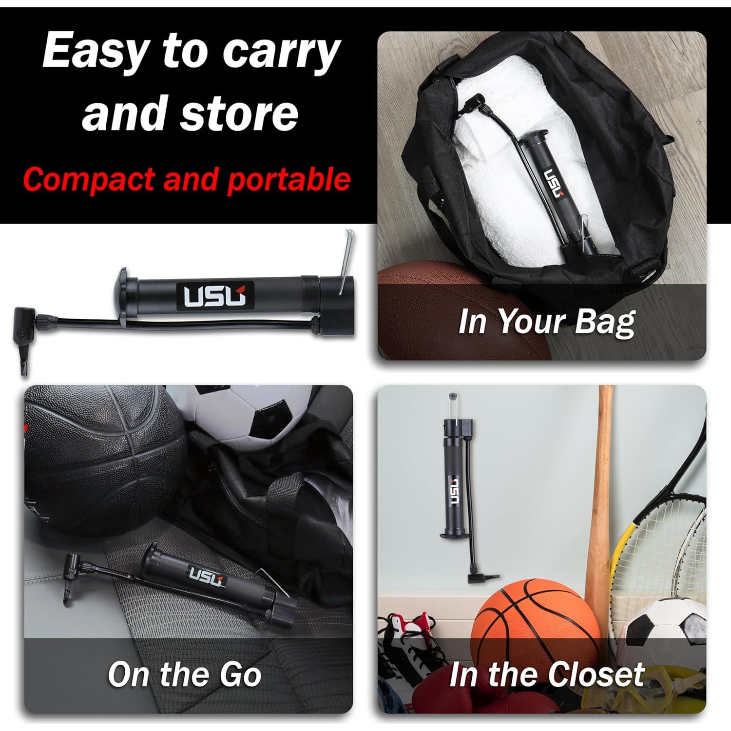 Bomba Infladora de Pelotas USU Metal - Manual, 5 Agujas