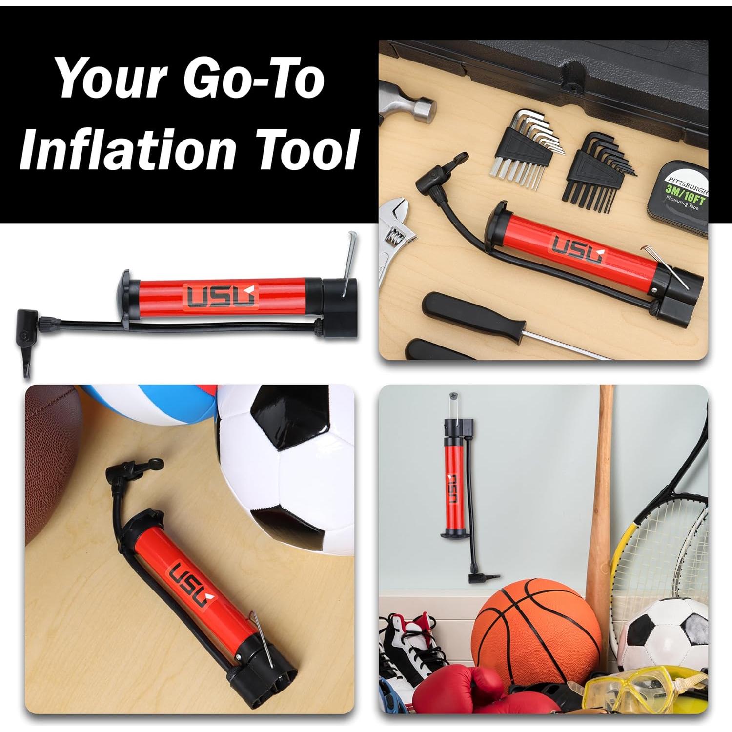 Bomba Infladora de Pelotas USU Metal - Manual, 5 Agujas