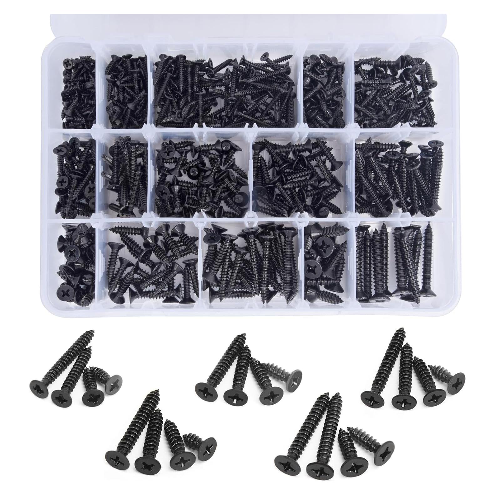 Juego de Tornillos Phillips 542PCS Acero Inoxidable 304 Negro Mate