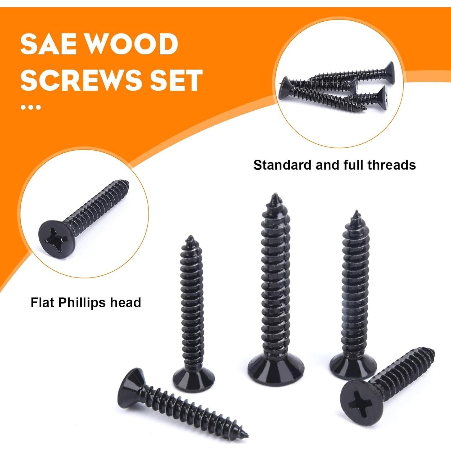 Juego de Tornillos Phillips 542PCS Acero Inoxidable 304 Negro Mate