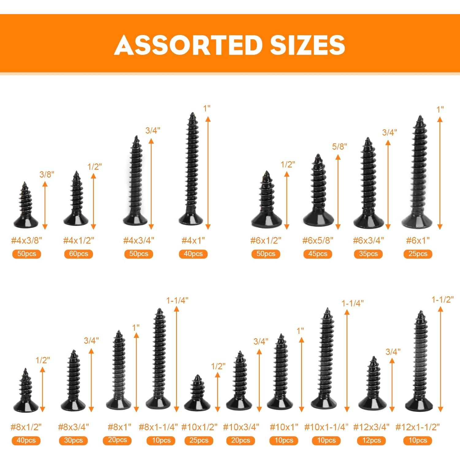 Juego de Tornillos Phillips 542PCS Acero Inoxidable 304 Negro Mate