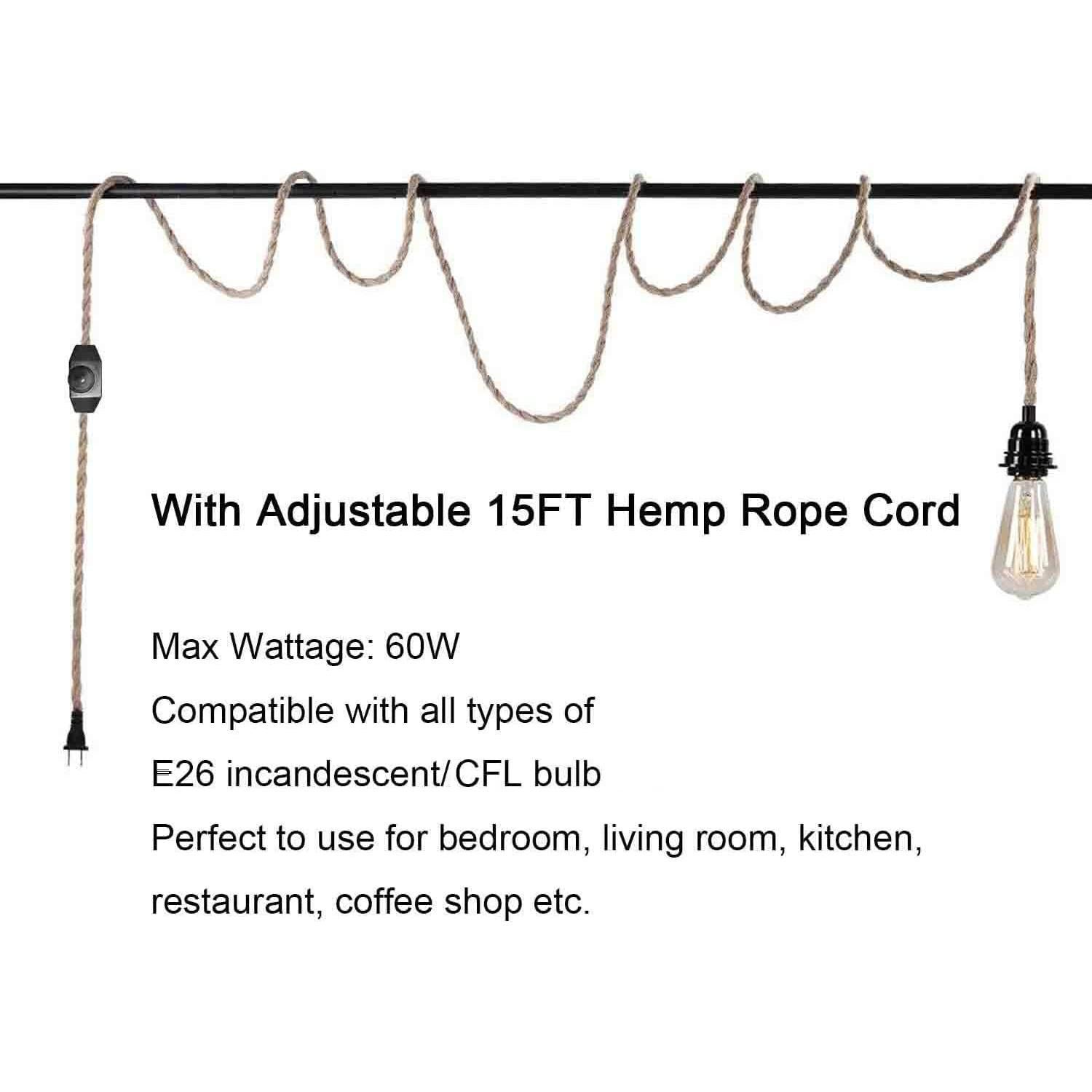 Cable de luz colgante Grtoeud 4.75 m con regulador E26