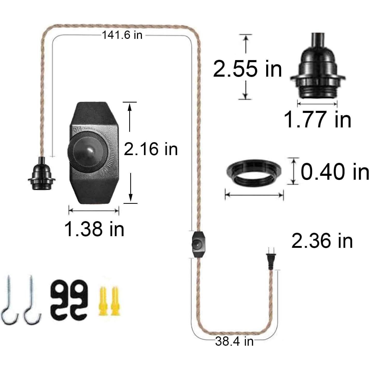Cable de luz colgante Grtoeud 4.75 m con regulador E26