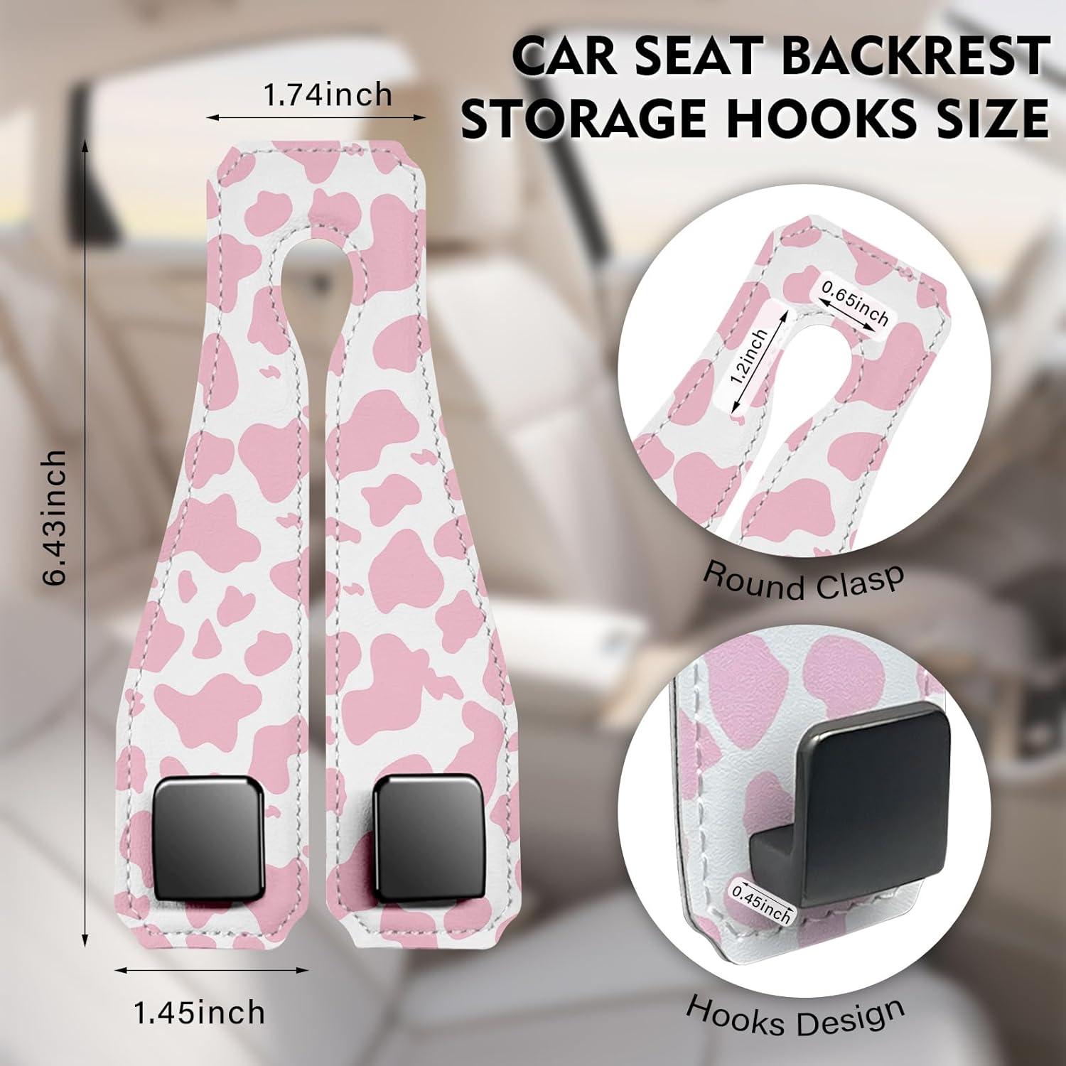 Ganchos para Asientos de Coche Kakurookie - 2 Piezas Vaca-Rosa