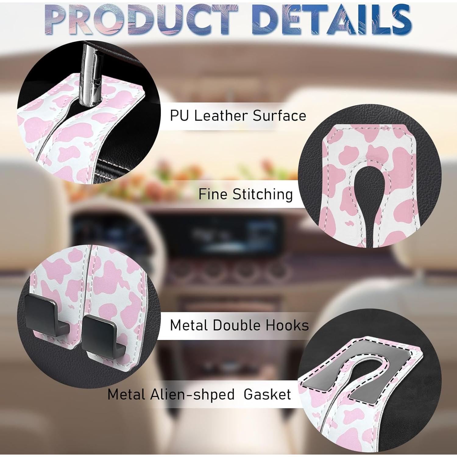 Ganchos para Asientos de Coche Kakurookie - 2 Piezas Vaca-Rosa