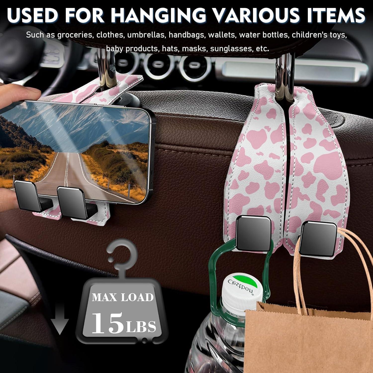 Ganchos para Asientos de Coche Kakurookie - 2 Piezas Vaca-Rosa