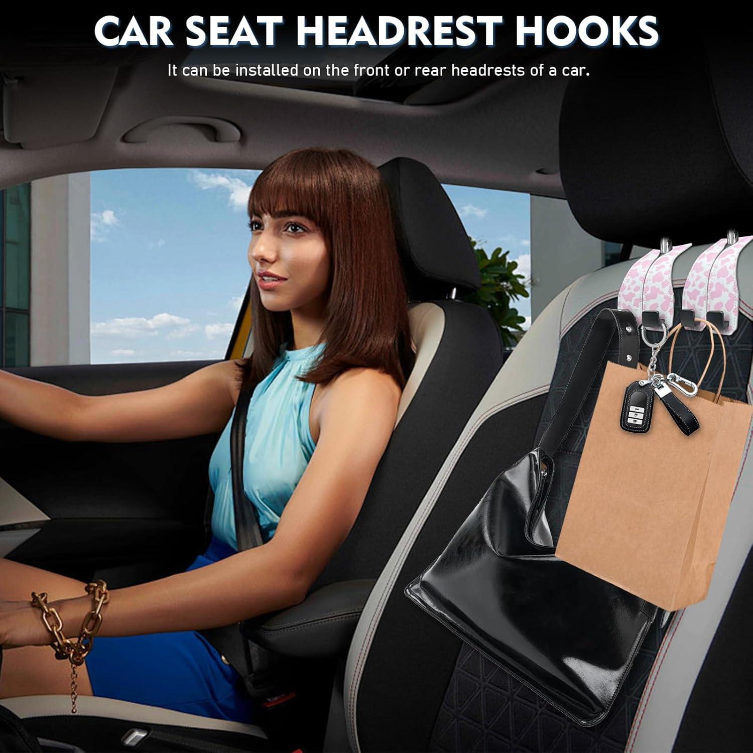 Ganchos para Asientos de Coche Kakurookie - 2 Piezas Vaca-Rosa