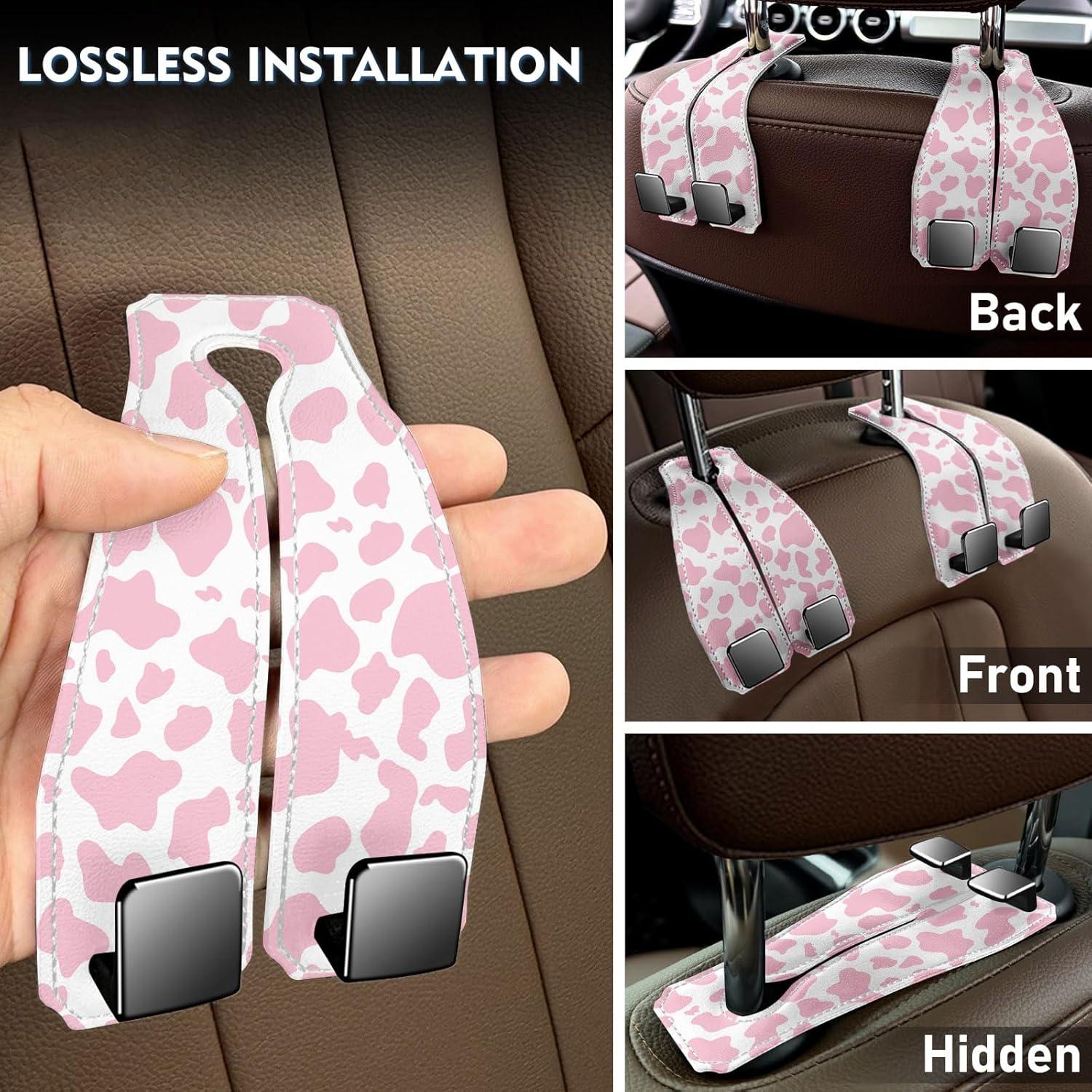 Ganchos para Asientos de Coche Kakurookie - 2 Piezas Vaca-Rosa