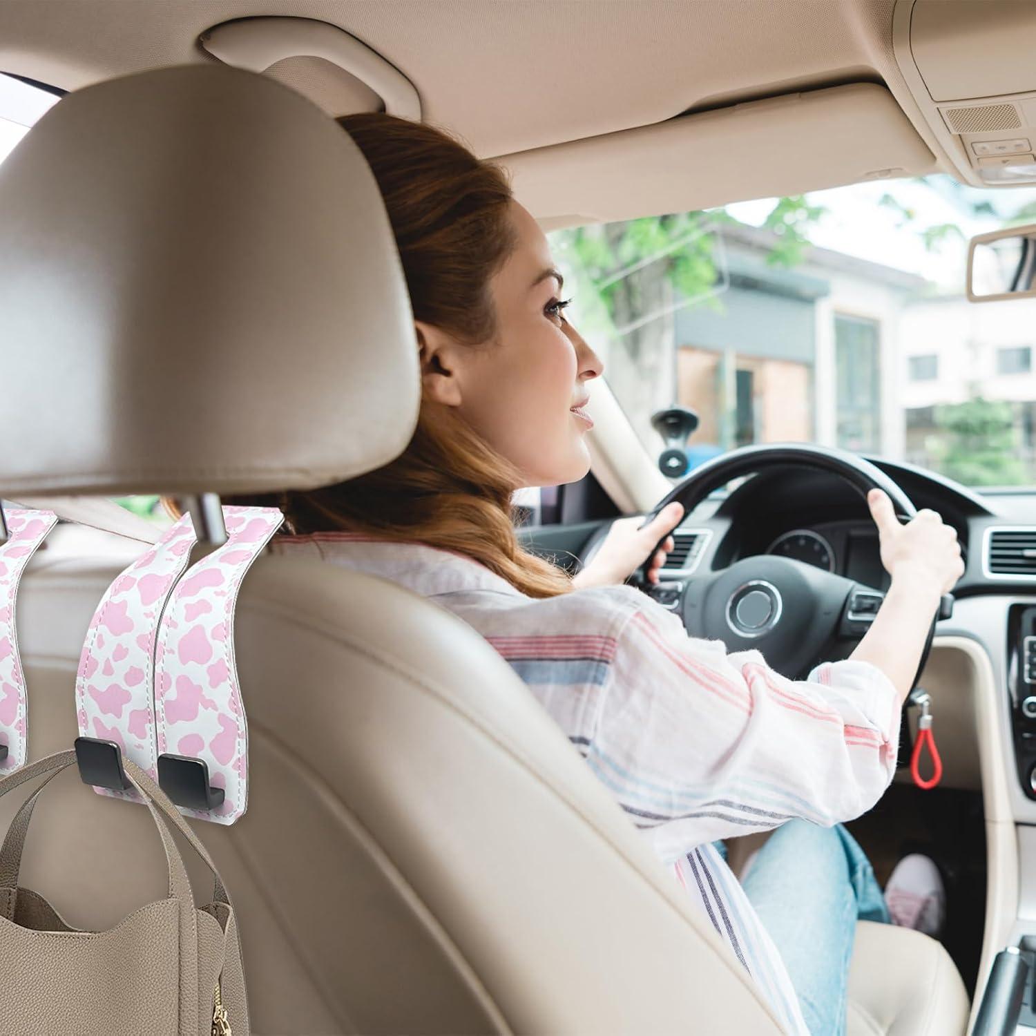 Ganchos para Asientos de Coche Kakurookie - 2 Piezas Vaca-Rosa