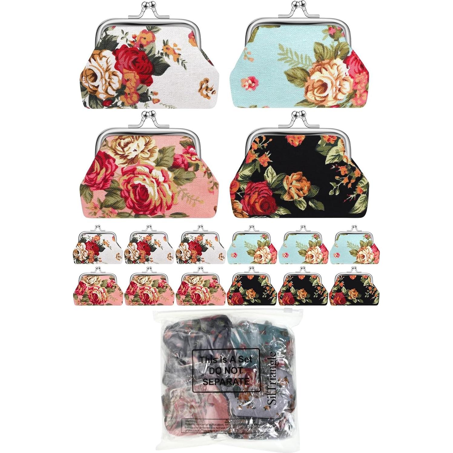 16 Monederos Florales de Lienzo SilTriangle 10.16x7.62cm