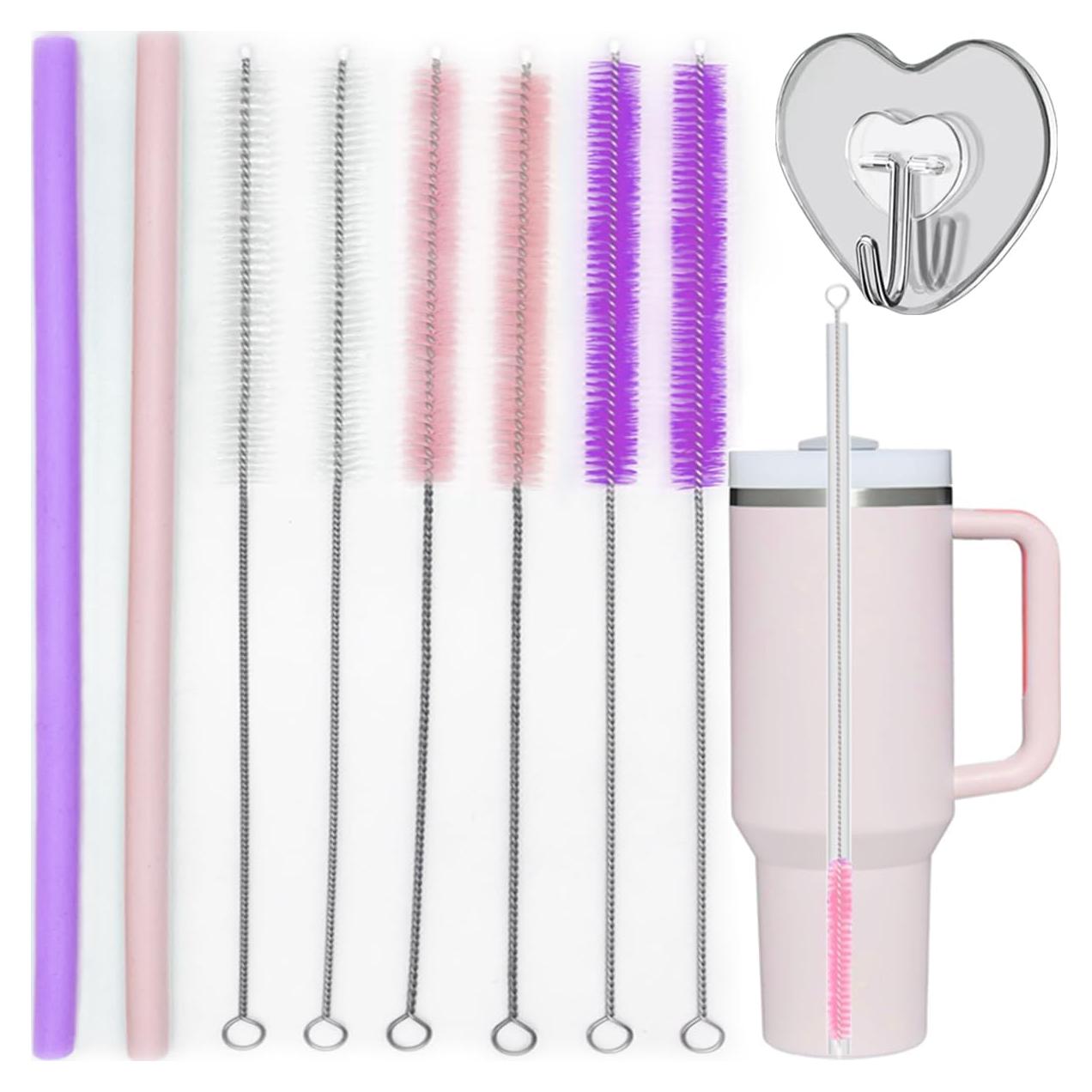 Cepillo Limpiador de Popotes FCpoipoi 30.48 cm + 2 Popotes Silicona