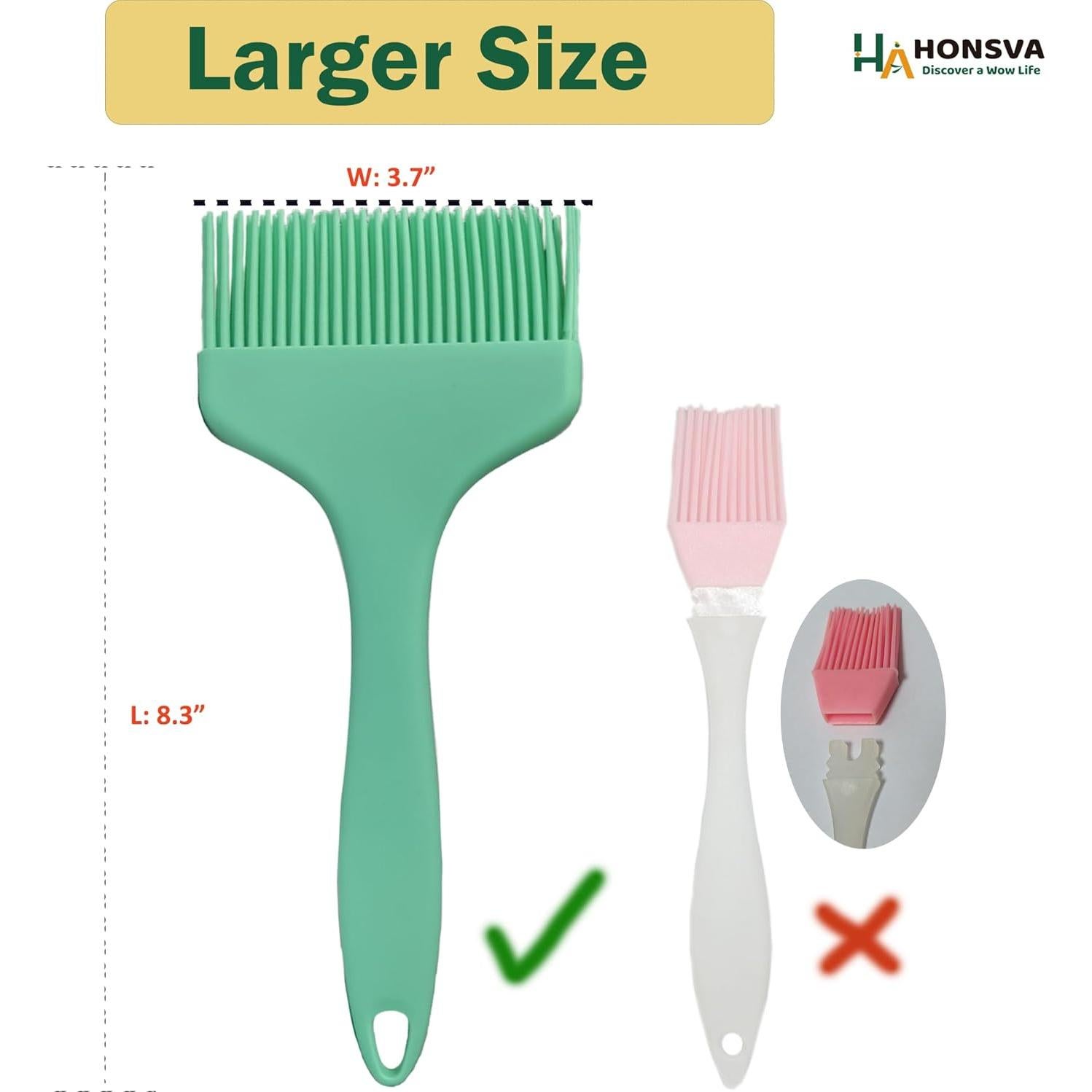 Brocha de Silicona Honsva 21.6 cm Resistente al Calor Verde Menta