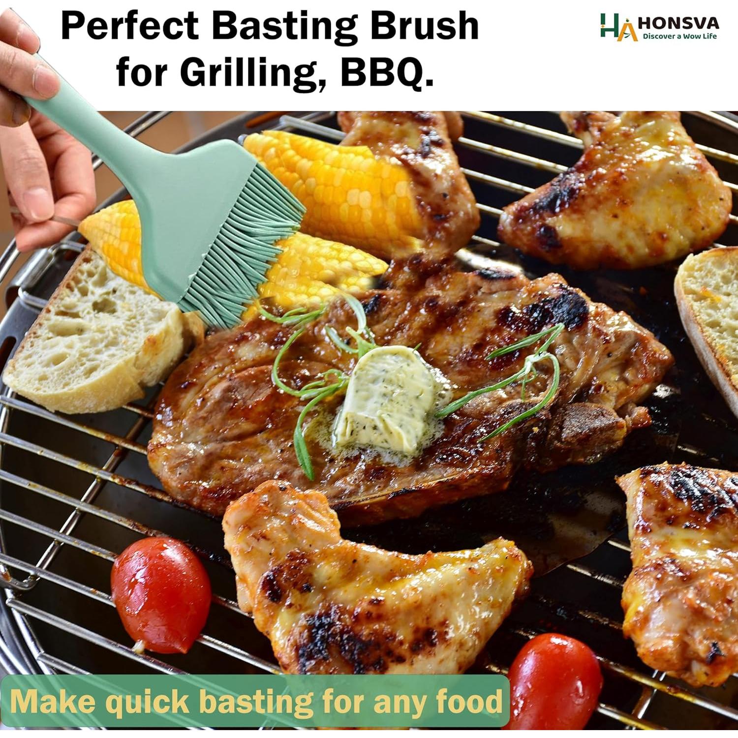 Brocha de Silicona Honsva 21.6 cm Resistente al Calor Verde Menta