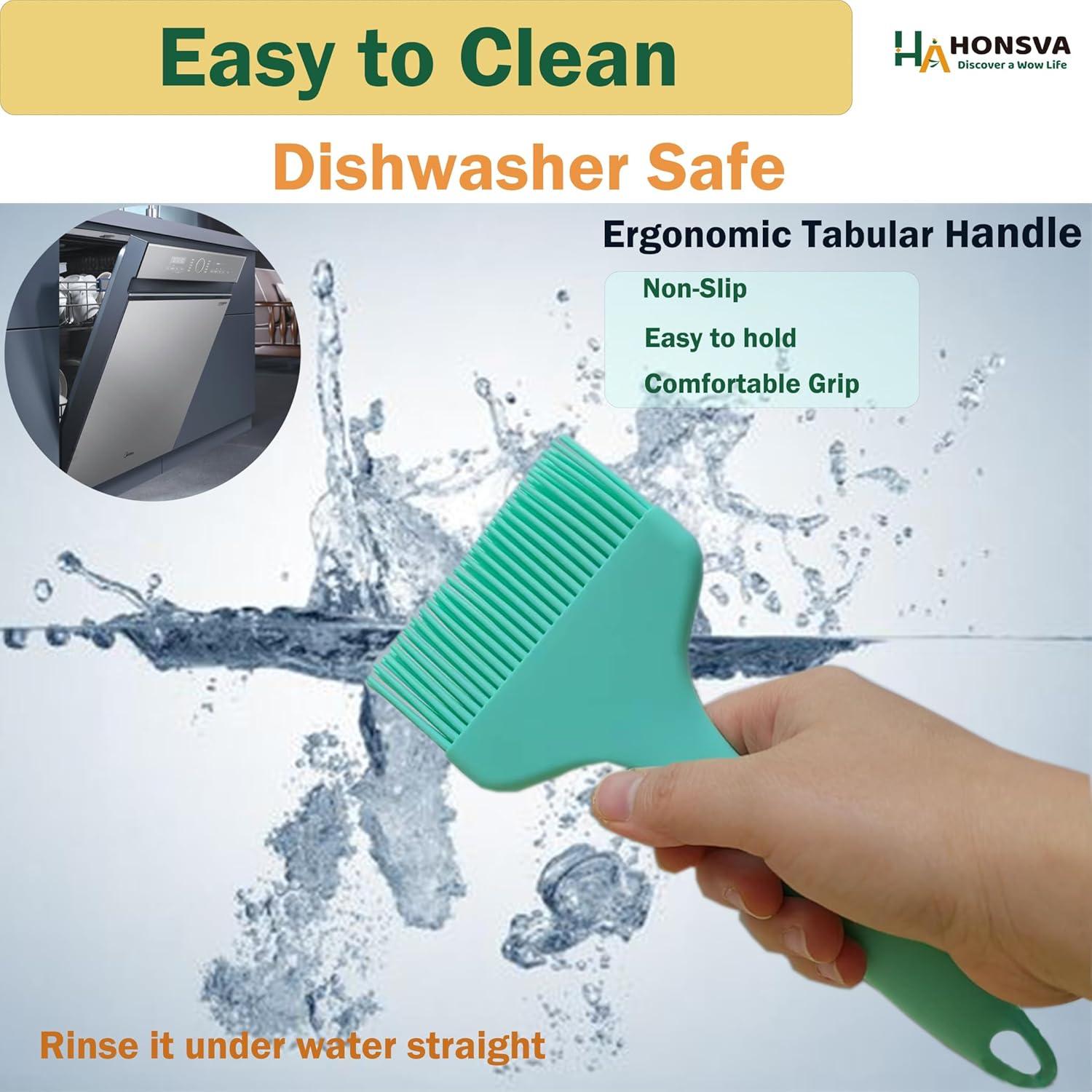 Brocha de Silicona Honsva 21.6 cm Resistente al Calor Verde Menta