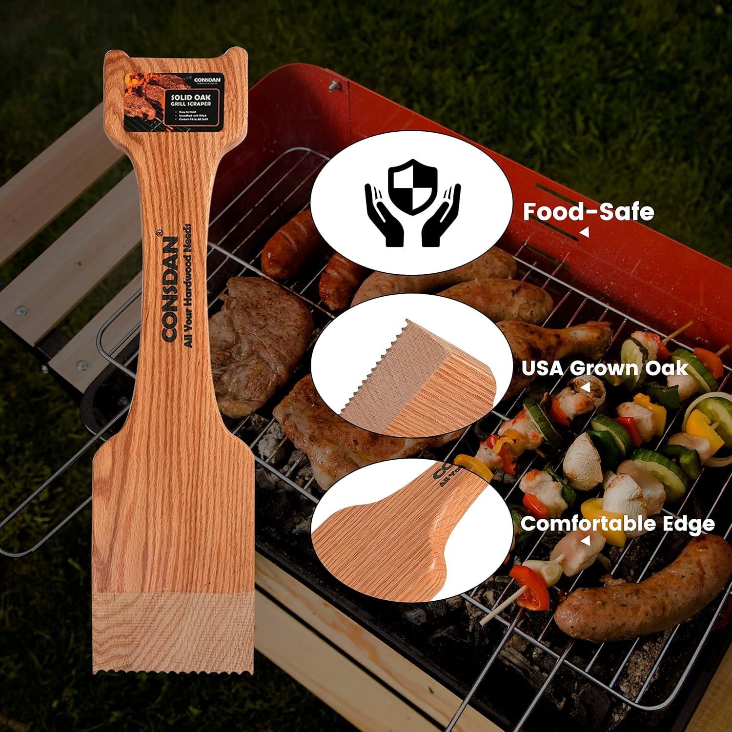 Raspador de Parrilla de Madera CONSDAN - Roble Sólido 52 cm