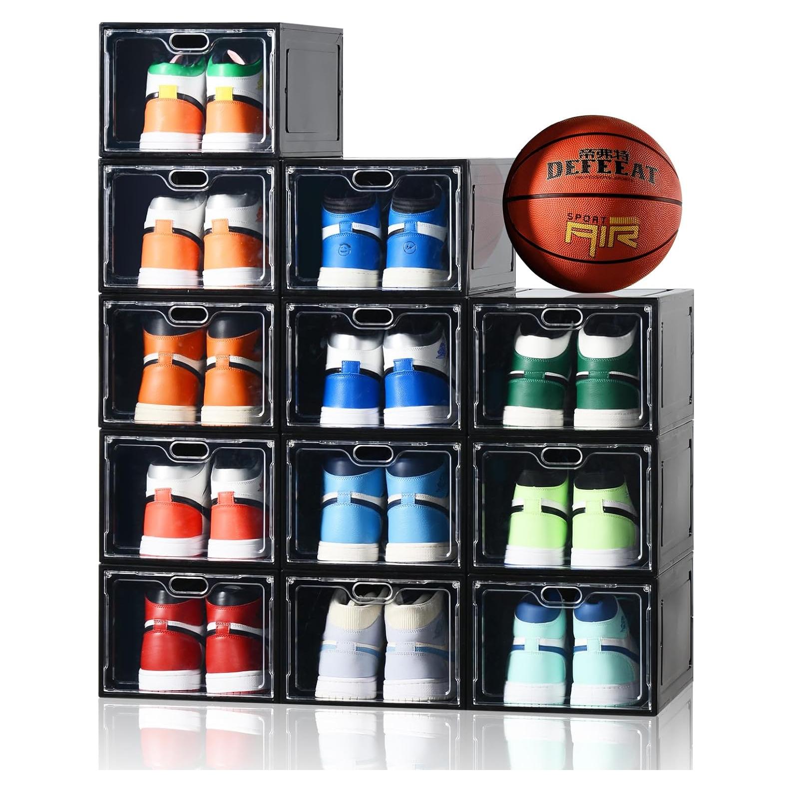 Paquete de 12 cajas de zapatos apilables INSTY, negro