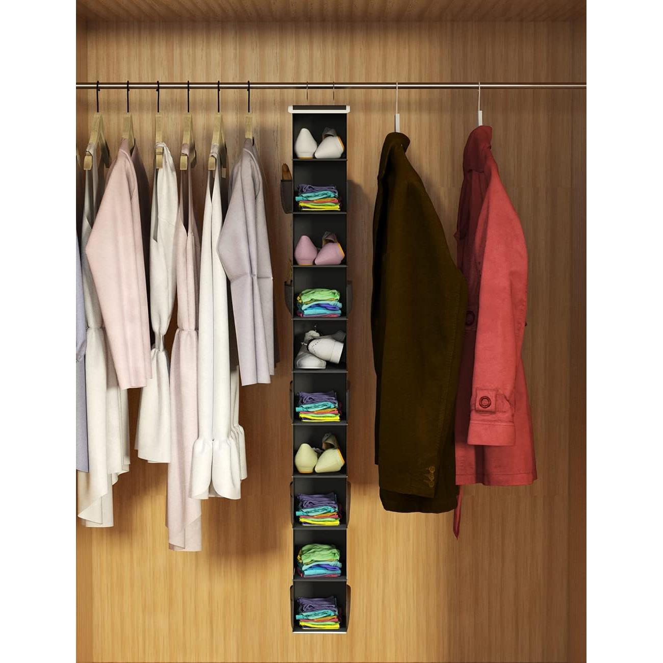 Organizador Colgante de Closet Libeder 10 Estantes Negro