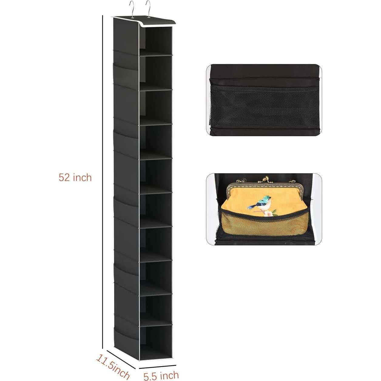 Organizador Colgante de Closet Libeder 10 Estantes Negro