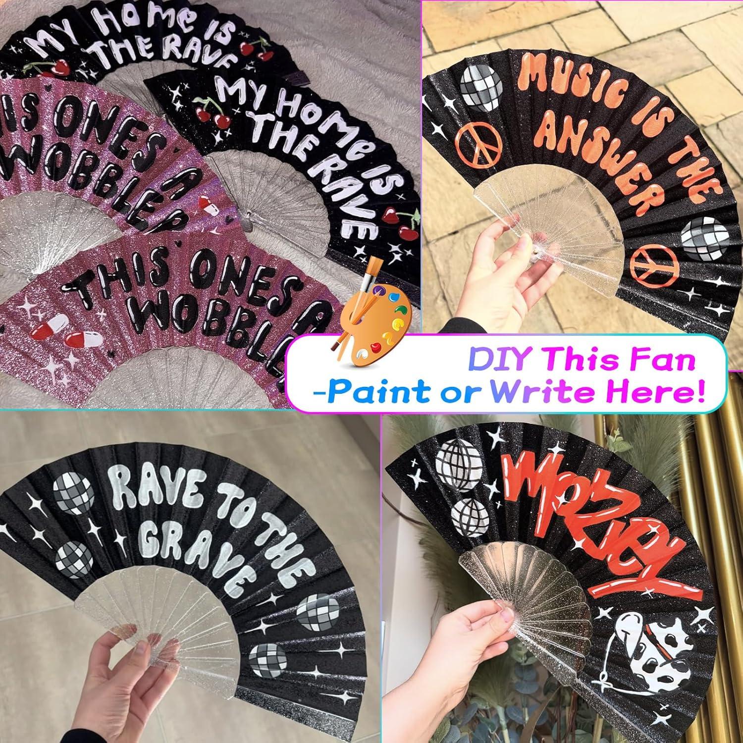 Paquete de 6 Abanicos Plegables Brillantes EOSAU 43 cm