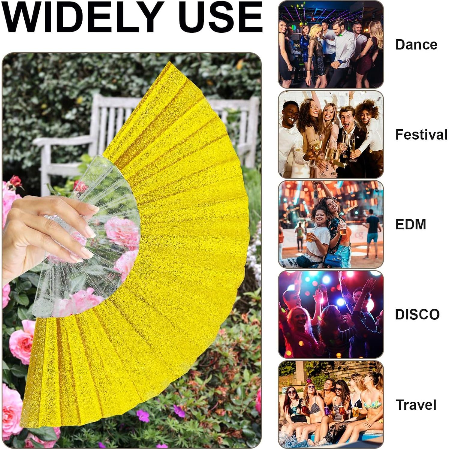 Paquete de 6 Abanicos Plegables Brillantes EOSAU 43 cm