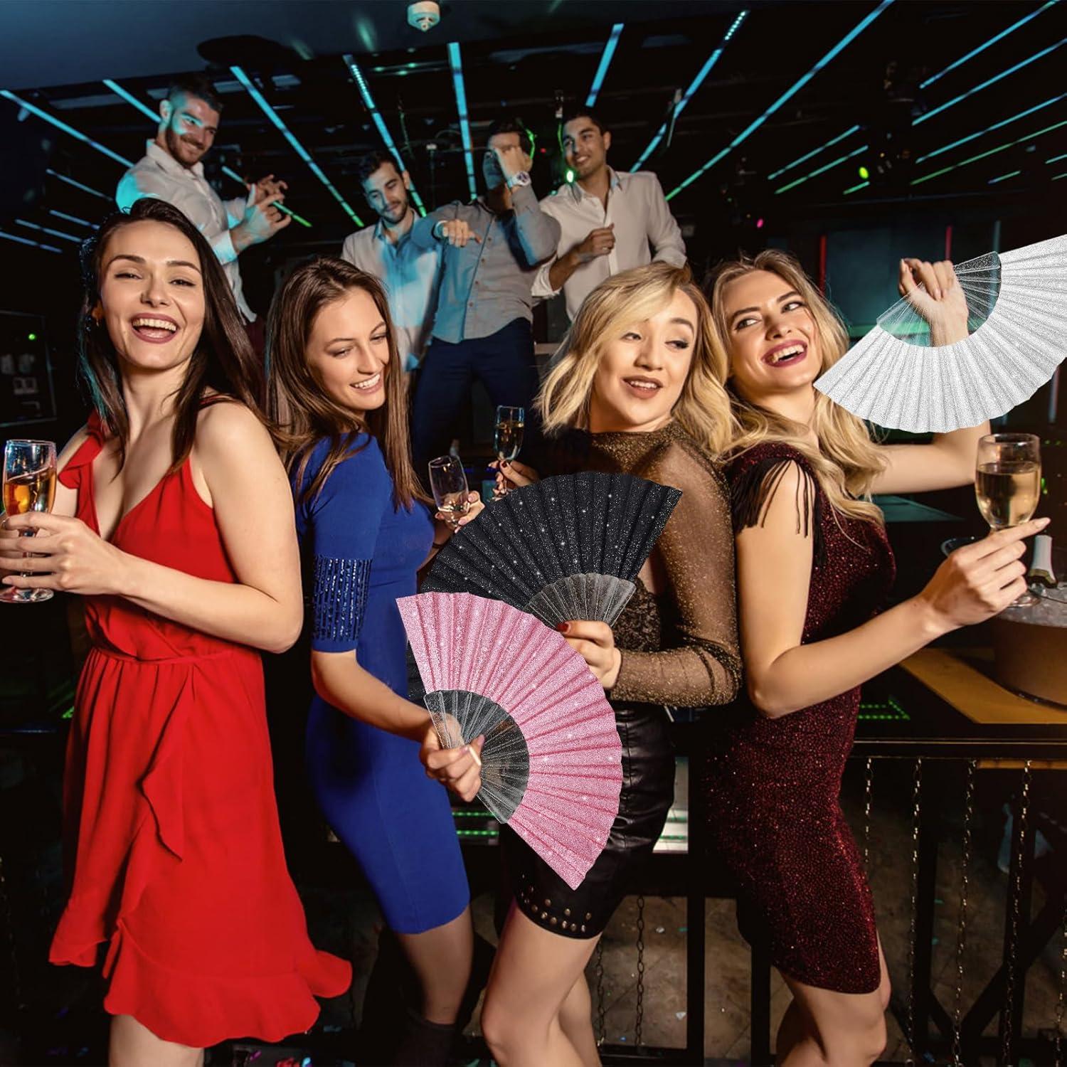 Paquete de 6 Abanicos Plegables Brillantes EOSAU 43 cm