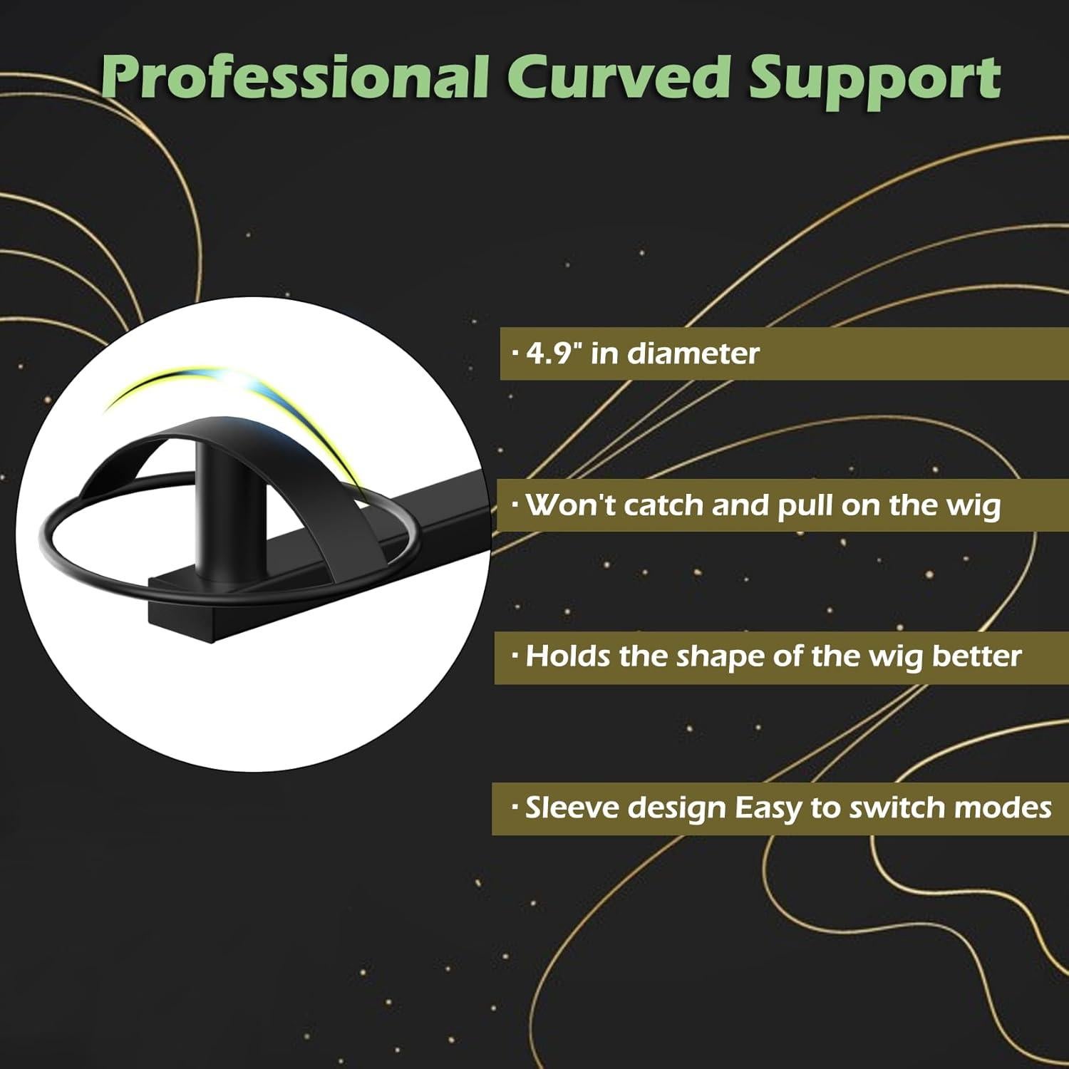 Soporte de Peluca Montado en Pared Lhysn 2 Pcs Metal Negro