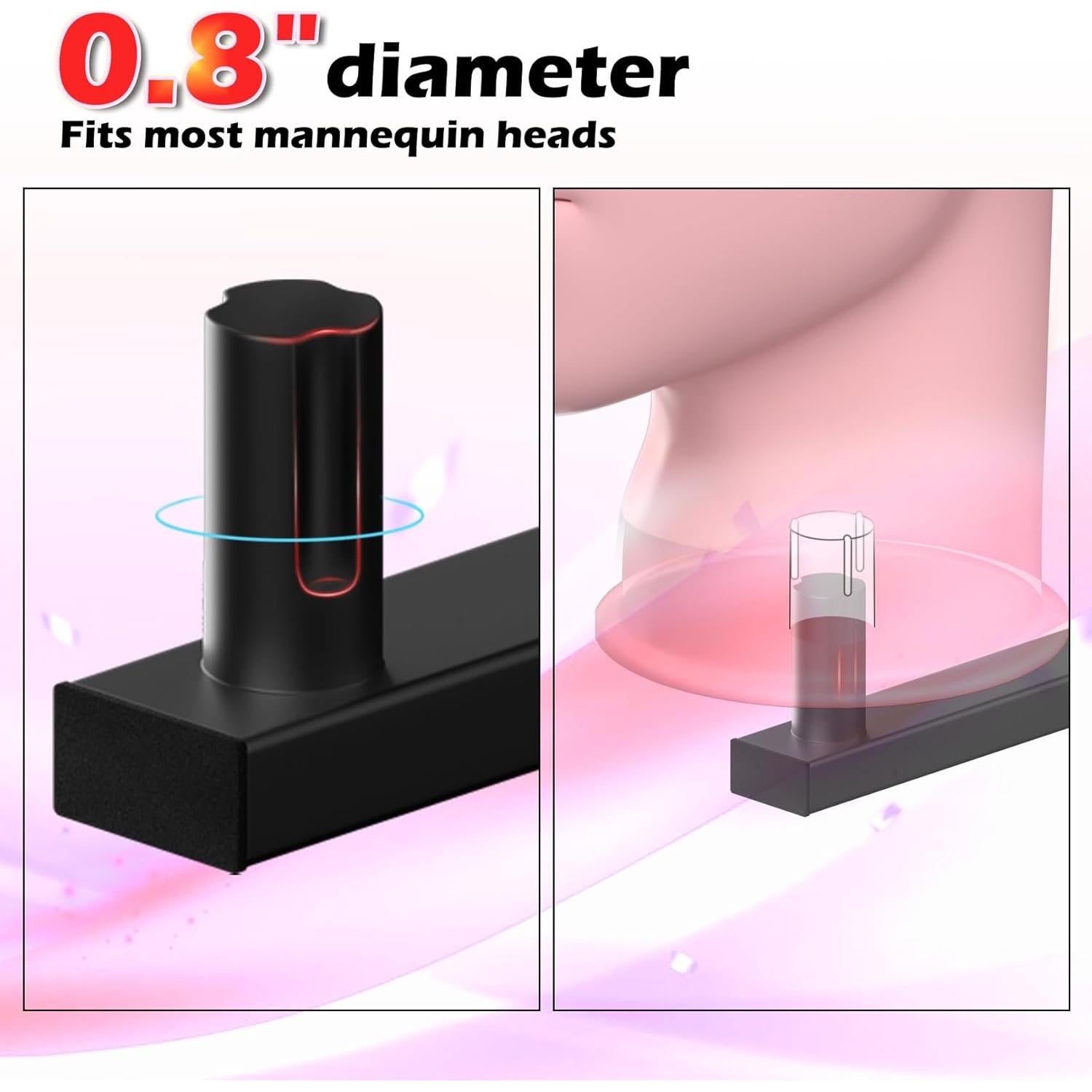 Soporte de Peluca Montado en Pared Lhysn 2 Pcs Metal Negro