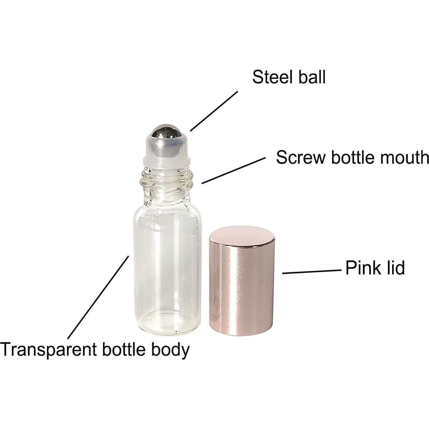 50 Mini Botellas de Vidrio AGENIZ 3ml con Rodillo Acero Inoxidable
