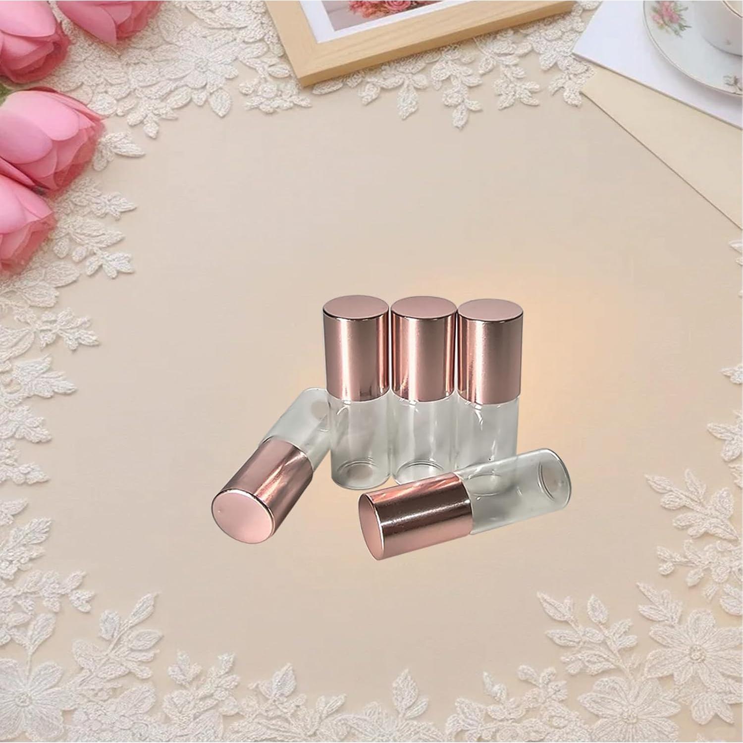 50 Mini Botellas de Vidrio AGENIZ 3ml con Rodillo Acero Inoxidable