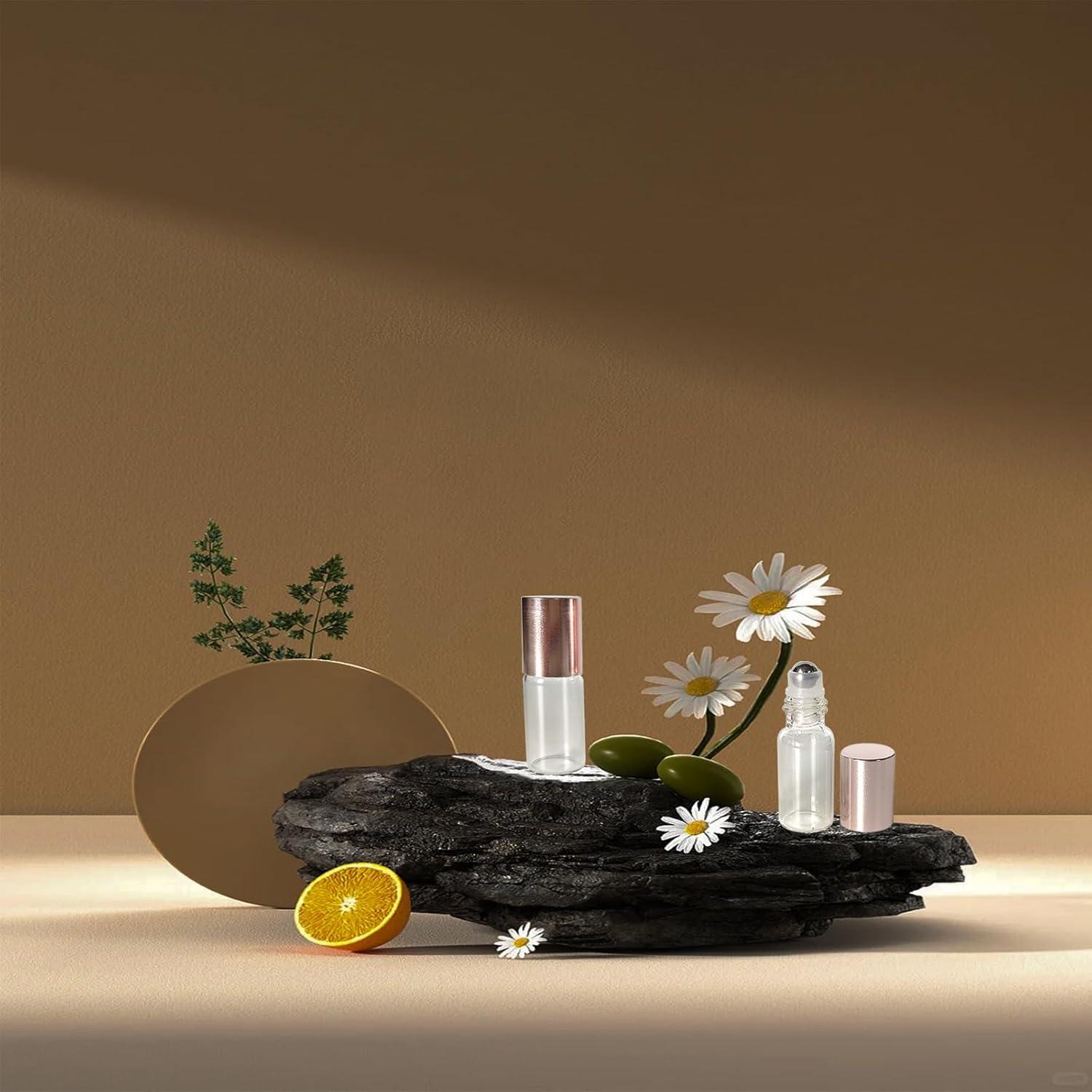 50 Mini Botellas de Vidrio AGENIZ 3ml con Rodillo Acero Inoxidable