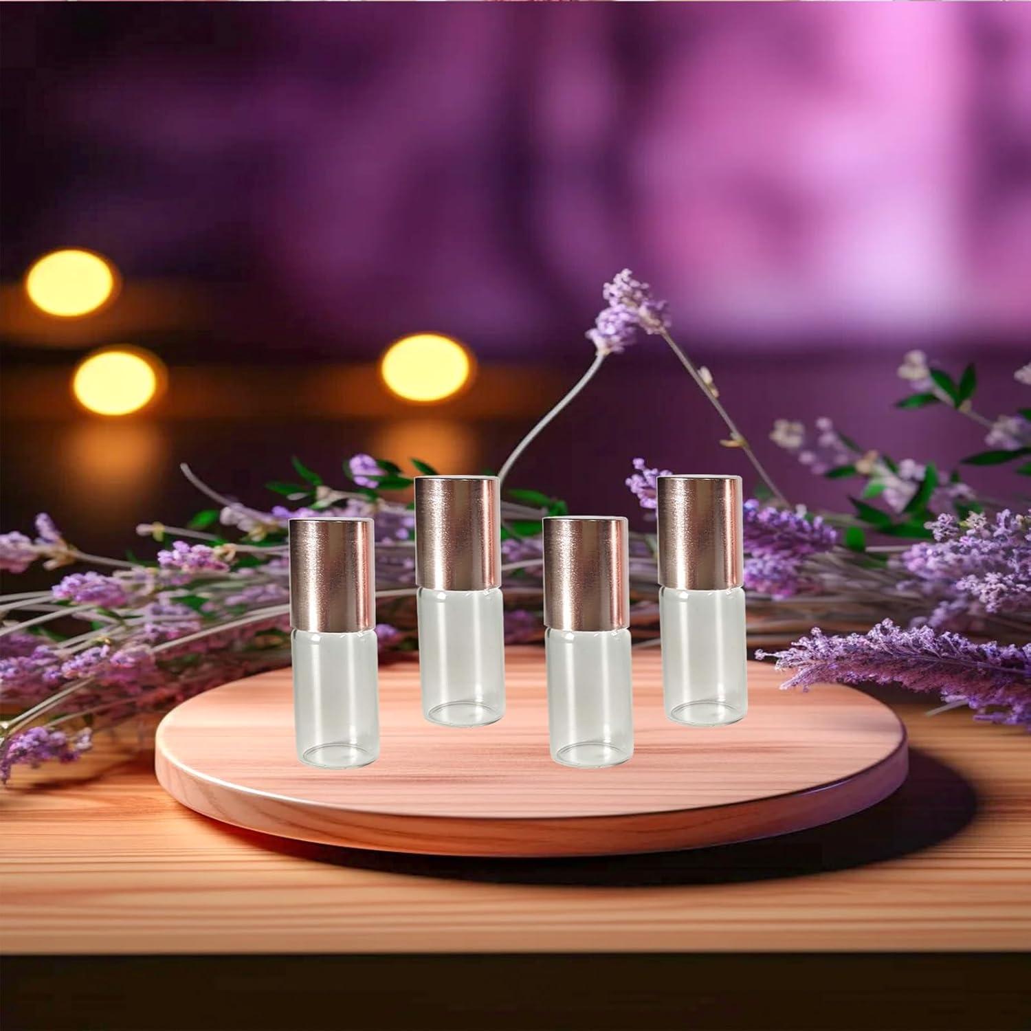 50 Mini Botellas de Vidrio AGENIZ 3ml con Rodillo Acero Inoxidable