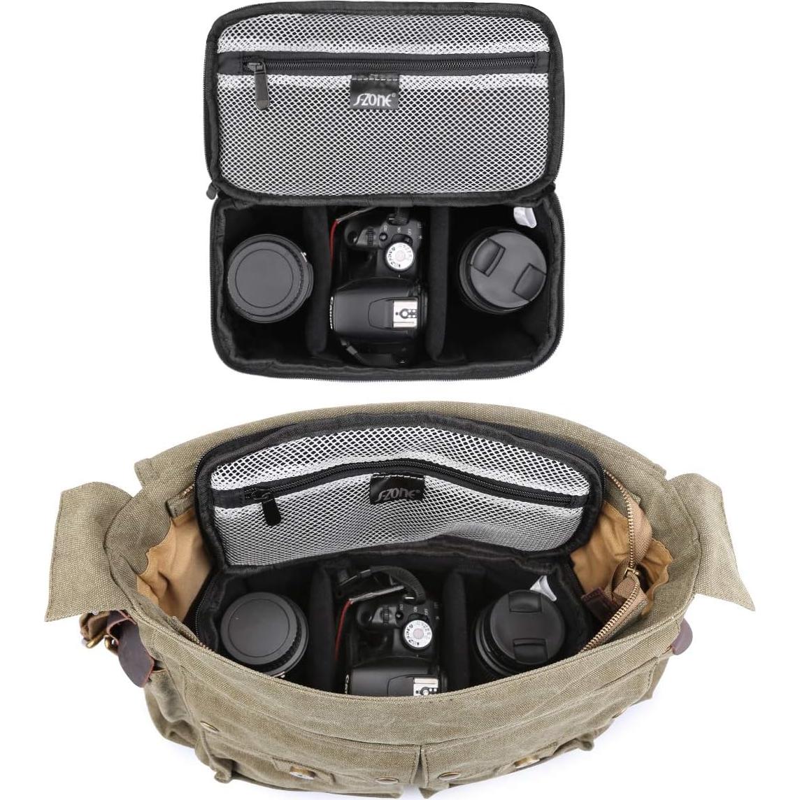 Bolsa de Cámara Plegable Acolchada S-ZONE para DSLR Negro