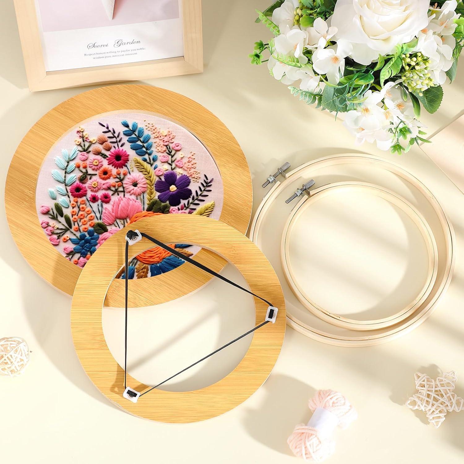 Marco de Bordado de Madera RattanView 6 y 8 Pulgadas Natural