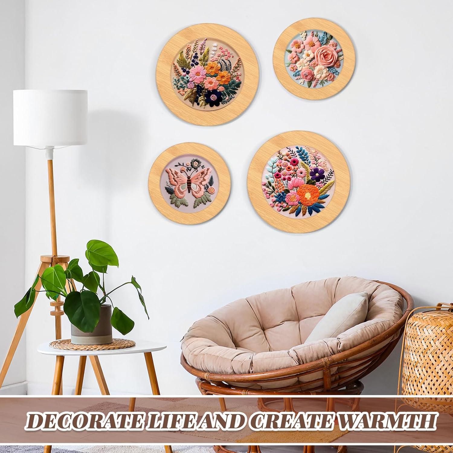 Marco de Bordado de Madera RattanView 6 y 8 Pulgadas Natural