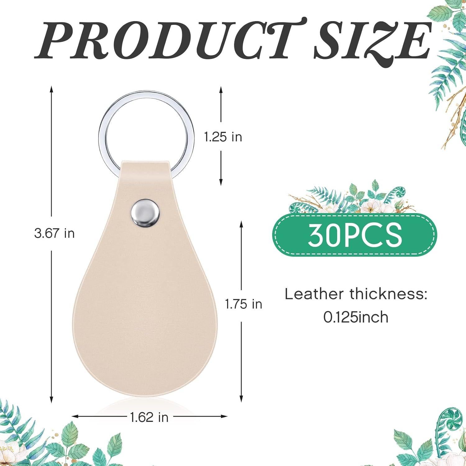 Kit de 30 Llavero de Cuero PU Beige Taiyin para DIY