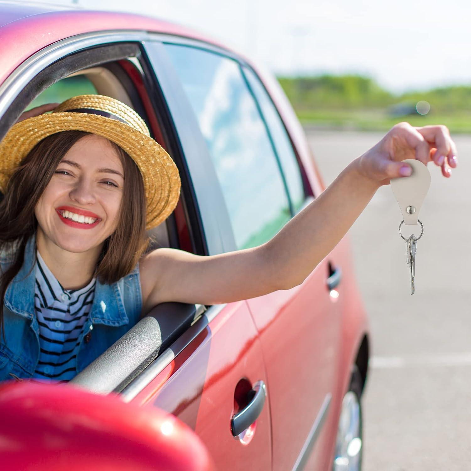 Kit de 30 Llavero de Cuero PU Beige Taiyin para DIY