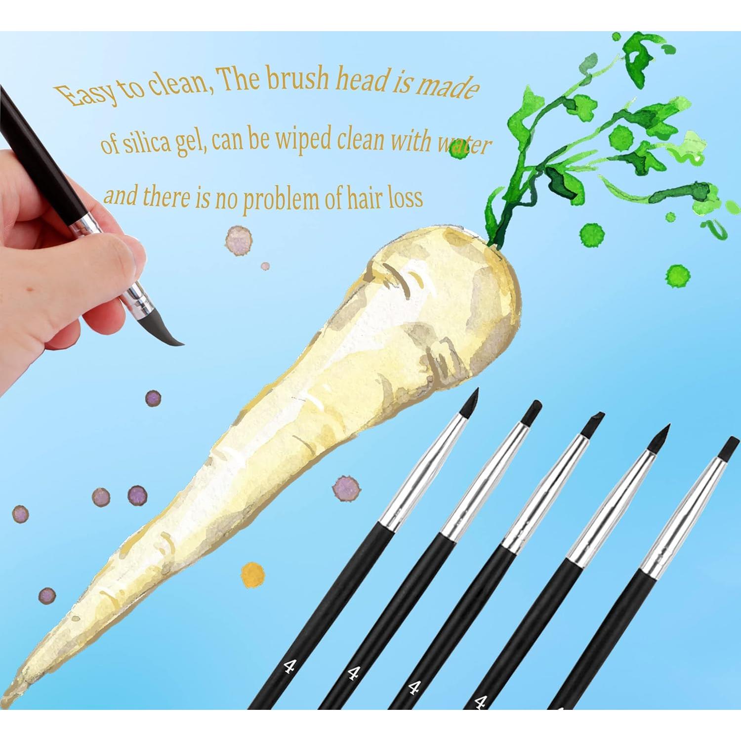 Pinceles de Pintura de Silicona Sdanart 5 Piezas Tamaño 4