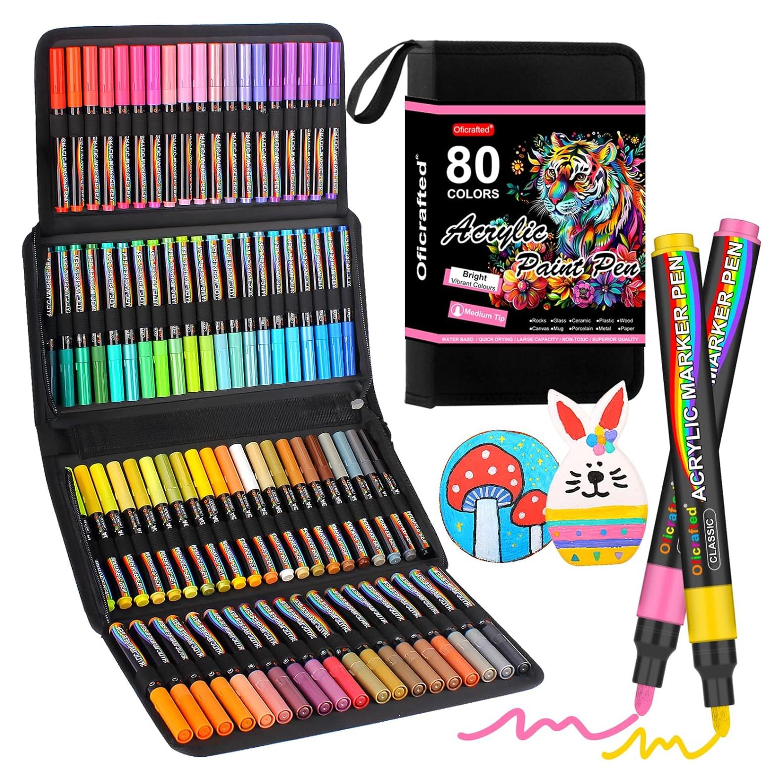 80 Marcadores de Pintura Acrílica Oficrafted - Multicolor, Punta Fina