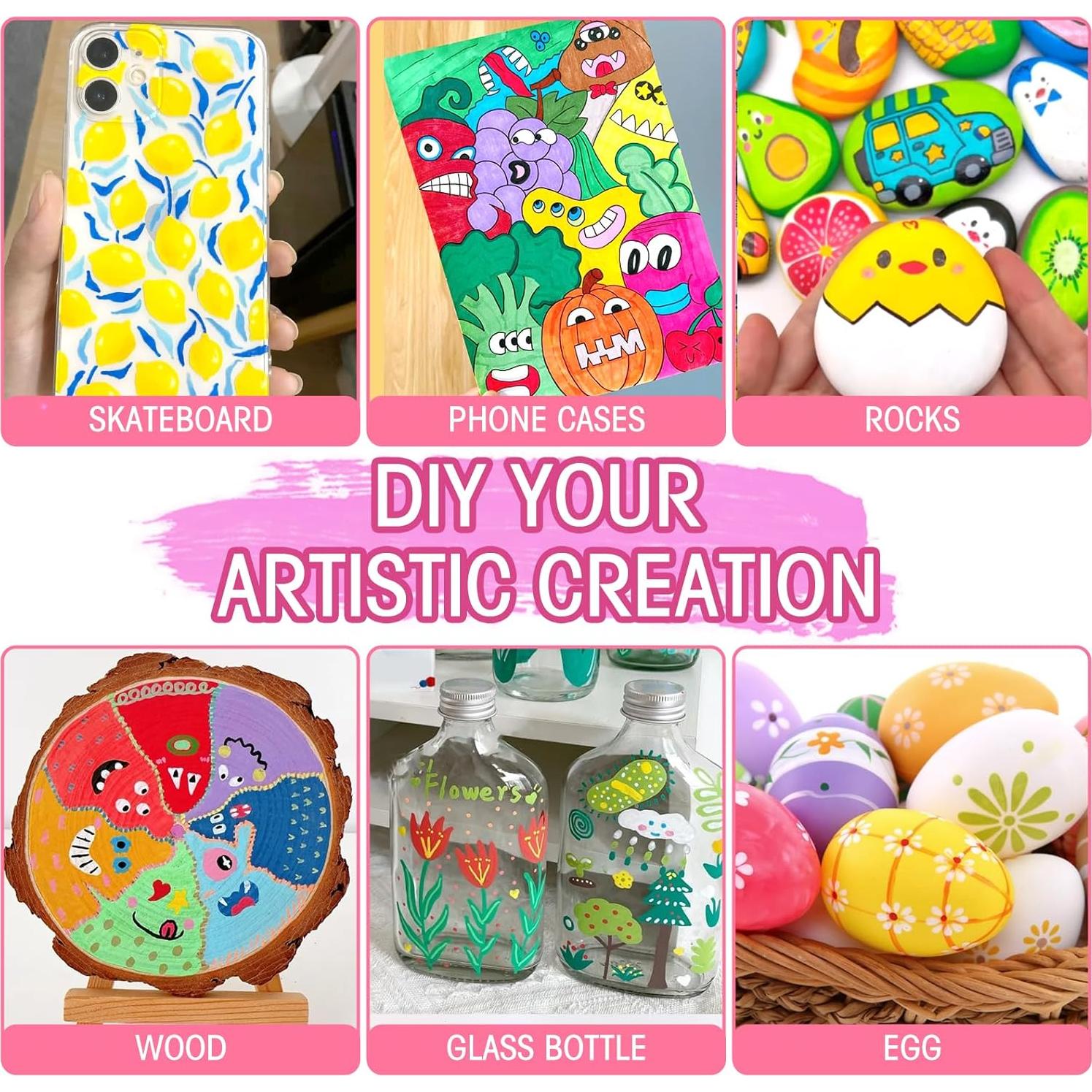 80 Marcadores de Pintura Acrílica Oficrafted - Multicolor, Punta Fina