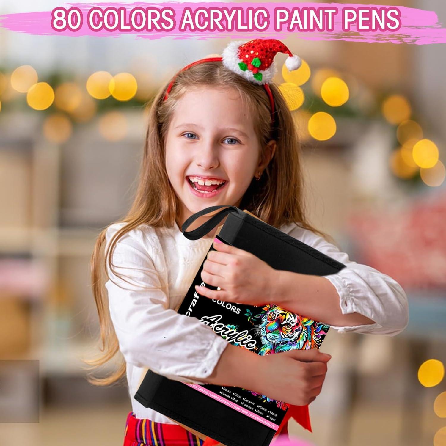 80 Marcadores de Pintura Acrílica Oficrafted - Multicolor, Punta Fina