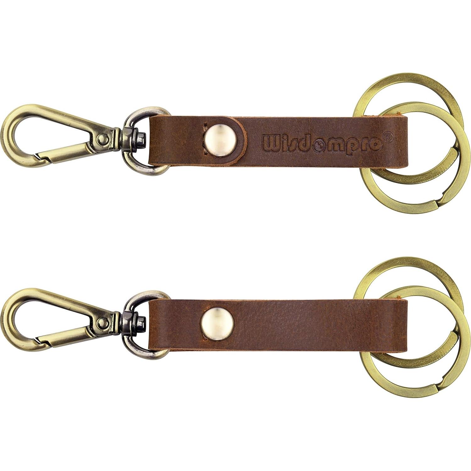 Llavero de Cuero Genuino Wisdompro - 2 Pcs, Clip de Bucle