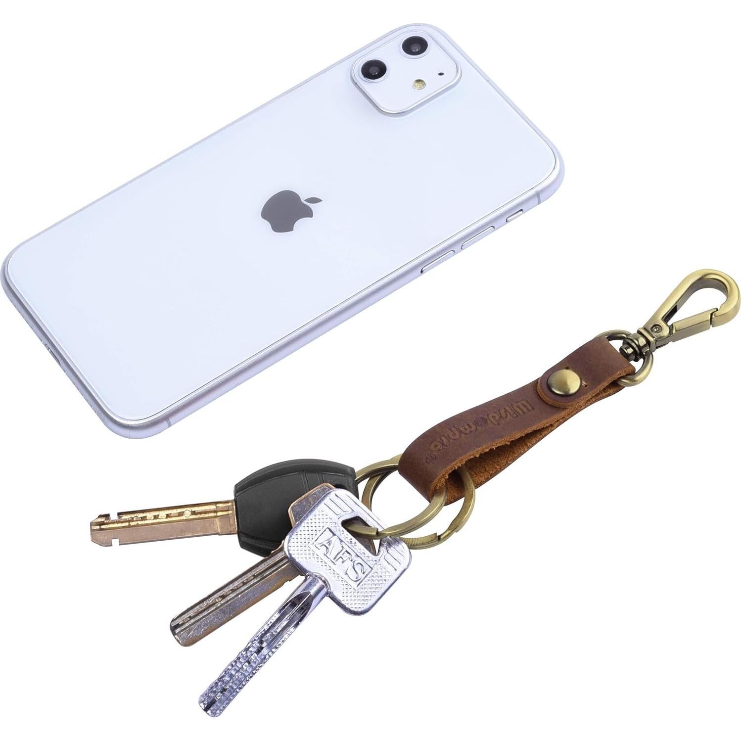 Llavero de Cuero Genuino Wisdompro - 2 Pcs, Clip de Bucle