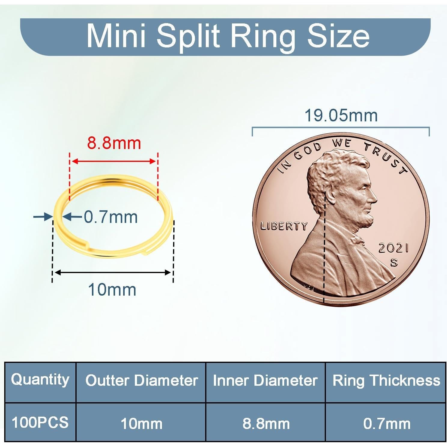 100 Anillos Abiertos Mini CooBigo 10mm Dorados para Manualidades