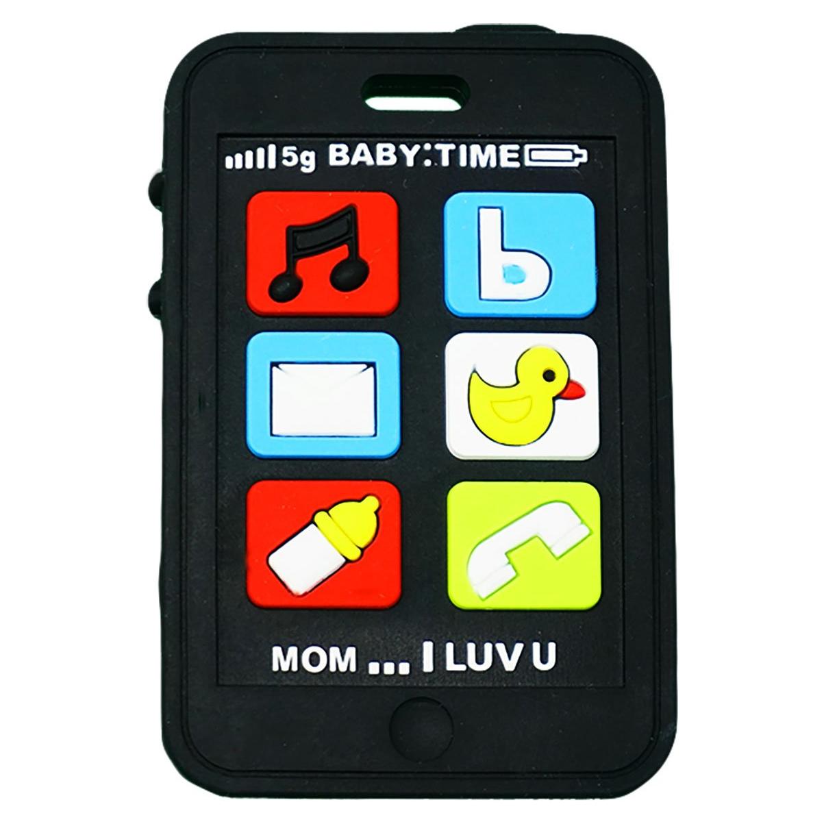 Chupete de Dentición Silli Chews Teléfono Celular Negro 8.89cm