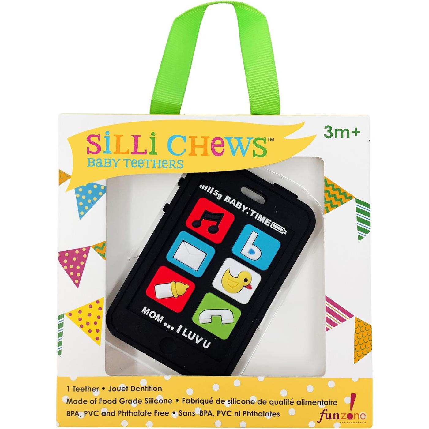 Chupete de Dentición Silli Chews Teléfono Celular Negro 8.89cm