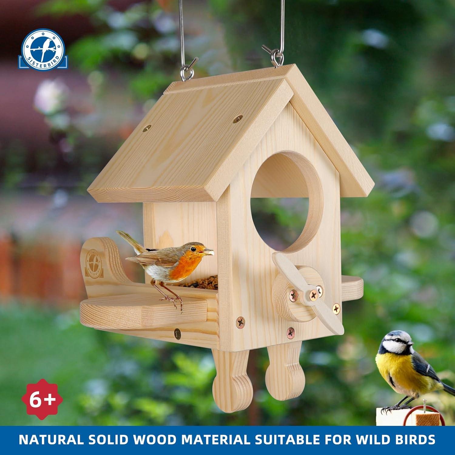 Kit Comedero para Aves SISTERBIRD de Madera, DIY Colgante