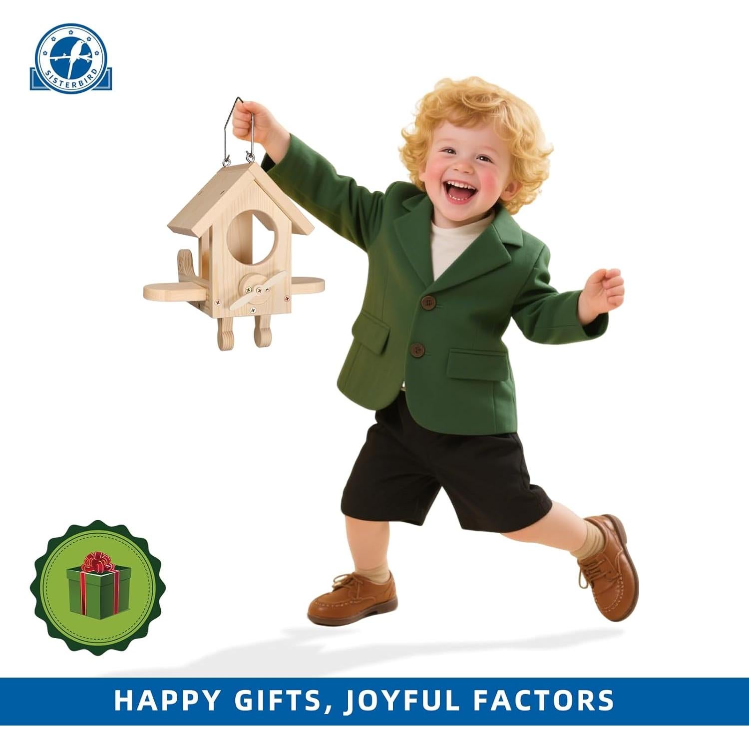 Kit Comedero para Aves SISTERBIRD de Madera, DIY Colgante