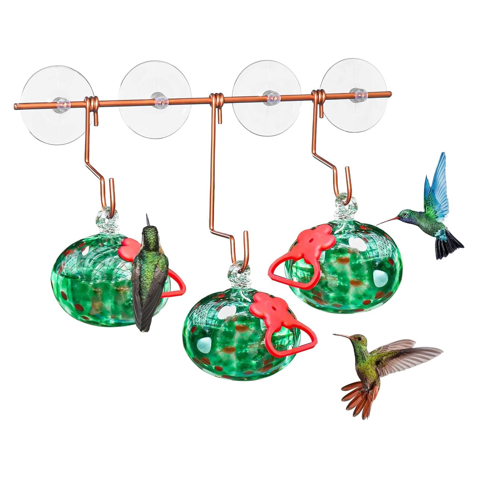 Comedero para Colibríes de Ventana Pozfun, Vidrio Verde